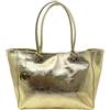Chicca Borse Borsa a Spalla Grande Shopper da Donna in Pelle (Liscio Oro)