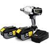 Rodcraft RC9087K6 - Avvitatore a percussione a batteria, quadrato 3/4, coppia di rilascio max. 1500 Nm, luce LED, set con 2 batterie da 6 Ah + caricatore + custodia in tessuto