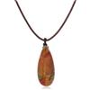 COAI Collana da Uomo e da Donna in Vera Pelle Italiana con Pendente in Pietre Naturali, Collana Diaspro Picasso