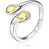 Silvora Anelli Donna Argento 925 in Oro Bianco, Anelli Regolabili con 12 Mesi Pietra di Nascita Portafortuna, Fedina Anello Argento Donna a Goccia, Idee Regalo per Ragazza Fidanzata Anniversario