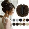 Elailite Posticci per Chignon Capelli Donna con Clip Pinza Chignon Finto Elastico Gonfio Voluminoso # Marrone Chiaro Hair Bun Coda di Cavallo Capelli Sintetici (Diametro 15cm)