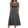 Zeagoo Abiti Estivi da Donna Estivo Senza Maniche Scollo Rotondo Vestito Casual Tunica Elegant Midi Swing Floreale Vestiti con Tasche Bianco e Nero M