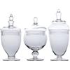 INTIRILIFE Set di 3 Vasi per Dolci Stile Vittoriano - 25 x 11.5/22.5 x 10.1/21 x 12 cm - Vintage, per Caramelle, Biscotti, Vaso in Vetro con Coperchio, Decorazione, Barattolo di Conservazione