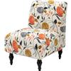 MCNDSI Coprisedia Senza Braccioli Elasticizzati Copripoltrona Senza Braccioli Accent Copri Poltroncina Stampato Fodera per Sedia Senza Braccioli per Camera (Color : Beige/Orange, Size : 2pcs)