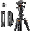 K&F CONCEPT Treppiede Fotocamera e Smartphone 163cm, K&F CONCEPT Treppiede in Alluminio da Viaggio Leggero e Compatto, Compatibile con Canon Nikon Sony DSLR Reflex iPhone Samsung, 360° Testa a sfera
