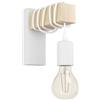 Eglo Lampada da parete Townshend, plafoniera vintage a uno punto luce, lampada da parete dal design industriale, lampada retrò in acciaio e legno, bianco, marrone, E27, certificazione FSC