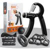 PORTENTUM Hand Grip per avambraccio - Set da 5 pezzi, rinforzatore di presa regolabile, esercitatore per mani, estensore per dita, anello e pallina antistress.