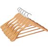 SONGMICS Set di 6 grucce in legno massiccio con spalle molto larghe, antiscivolo, per abiti, camicie, cappotti, giacche, pantaloni, ganci girevoli a 360°, colore legnoso CRSH06NL