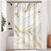 Uiiooazy Tenda Doccia Antimuffa, Tenda da Doccia 120x200cm Bianco Giallo Effetto Marmo Grigio Astratta Tende da Bagno Tessuto Lavabile Impermeabile Poliestere Tende per Vasca da Bagno con 8 Anelli