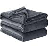 Aisbo Plaid Coperta Pile Matrimoniale - Coperta Morbida Letto Matrimoniale 230x270 cm, Plaid Divano Flanella Coperta Calda Invernale, Fleece Blanket for Sofa and Couch, Grigio