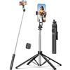 qirita 182CM Bastone Selfie Treppiede, Selfie Stick con Telecomando e Supporto Telefono Cellulare, Stabilità a Quattro assi, Treppiede Smartphone con Vite da 1/4 Compatibile con iPhone/Samsung/Gopro/Camera