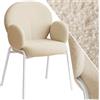 TecTake® 1 Poltrona Salotto Stile Scandinavo con Braccioli, Tessuto Bouclé, Gambe in Acciaio, Poltrona Relax con Morbida Imbottitura, Comoda Poltroncina Imbottita da Lettura - Crema