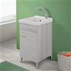 Inbagno Mobile lavatoio Lavanderia 45x50 cm in Legno con Vasca in Ceramica, Montato, Completo di Kit sifone e piletta (Grigio)