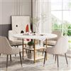 Tribesigns Tavolo da Pranzo Rotondo per 4 Persone, 120 x 75 cm (Diametro x A), Stile Industriale, Tavolo da Cucina in Legno con Ripiano per Sala da Pranzo di Casa Soggiorno, Bianco/Oro
