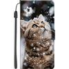 EuoDuo Compatibile con Samsung Galaxy S10 Lite / A91 Cover Libro in Pelle PU Custodia Portafoglio Libretto Motivo Colorato Magnetica Booklet Telefono Flip Caso - Marrone Neve Gatto