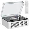Gueray Lettore CD Bluetooth con Altoparlanti e radio FM Lettore CD vintage Supporto riproduzione USB e AUX per libri audio Bianco