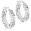 Tuscany Silver Orecchini a cerchio da donna in argento sterling con tubo quadrato decorato