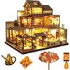 Generic Casa delle bambole in miniatura in stile giapponese, stile retrò, con mobili, kit fai da te casa delle bambole in legno con luce LED, scala 1:24, stanza creativa per regalo di compleanno