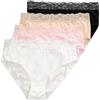 Ulla Popken Confezione da 4 Slip in Pizzo di bambù, Multicolore, 56-58 Donna