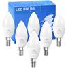 EX UP Lampadine a LED e14 Candela C37 6W Luce Bianca Fredda,6500k Equivalenti 40W Alogena Bulbi,550lm Non Dimmerabile,Attacco Piccolo E14 SES risparmio energetico Nessun Sfarfallio, Confezione da 6