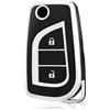 OFF WE GO Custodia Chiave Cover Chiave Guscio Chiavi per Toyota RAV4 Yaris Aygo Auris Avensis Arten Highlander Fortuner Tundra Coprichiave Macchina Copri Chiavi Telecomando Portachiavi, Argento Nero