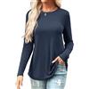 Aottori Maglia Donna Elegante Girocollo Magliette a Maniche Lunghe Cotone T-Shirt Lunga Colore Puro Top Stretch Casual Autunno Bianco L