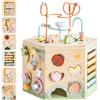 ROBUD Cubo Motore in Legno, Grande Giocattolo motorio a Partire da 1 Anno, cubo attività a Partire dai 12 Mesi, Activity Cube per Bambini