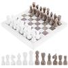 Radicaln Set di scacchi in marmo, 30 cm, bianco e grigio oceanico, gioco da tavolo, fatto a mano, set di scacchi per adulti, gioco a 2 giocatori, 1 scacchiera e 32 pezzi di scacchi