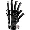 BerlingerHaus BH-2685, Carbon Pro Set di Coltelli da Cucina Professionale 8 Pezzi, Acciaio Inossidabile, Rivestimento Antiaderente, Supporto, Coltello da Cuoco, Santoku, Acciaio per Affilare, Forbici