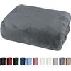 heimtexland® - Lenzuolo con angoli elasticizzati, tessuto Cashmere Touch Teddy peluche, super soffice, ÖKOTEX, Nicky, 100 x 200 cm, tipo 585, colore grigio antracite