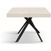 KONTE.DESIGN Tavolo FORTE DEI MARMI in legno, finitura bianco frassinato e gambe incrociate in metallo antracite, allungabile 95x90 cm - 145 x 90 cm