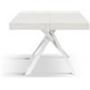 KONTE.DESIGN Tavolo FORTE DEI MARMI in legno, finitura bianco frassinato e gambe incrociate in metallo bianco, allungabile 95x90 cm - 145 x 90 cm