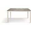KONTE.DESIGN Tavolo TROPEA in legno, finitura grigio cemento e base in metallo verniciato bianco, allungabile 140x80 cm - 190x80 cm