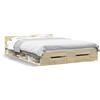 Azzrora Letto con Cassetti, Struttura Letto con Cassetti, Letto Contenitore, Telaio Letto Matrimoniale, Letto Singolo, Giroletto, Struttura Letto, Rovere Sonoma 120x200 cm Legno Multistrato