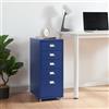 [en.casa] Cassettiera in Acciaio con Rotelle Mobile Archivio Schedario 69 x 28 x 41 cm Mobile da Ufficio con 5 Cassetti - Blu