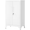 SONGMICS Armadietto in Metallo, Mobiletto Multiuso, Armadio a 2 Ante da Ufficio, Mobile con Serratura, in Acciaio, per Studio Soggiorno, Bianco Opaco OMC012W01