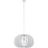EGLO lampada a sospensione in legno Cossano, 1 | fiamma, lampada a sospensione in legno e acciaio, colore bianco, portalampada E27, diametro 45 cm