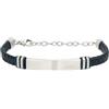 Breil, Collezione Leather Twine, Bracciale da Uomo, in Acciaio Satinato, Pelle e Silicone, Chiusura a Moschettone, Taglia Unica 24 cm, Blu