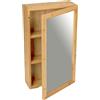 WENKO Mobile sottile in bambù con specchio, chiusura magnetica, maniglia da incasso e due ripiani centrali per riporre gli accessori da bagno, 35 x 60 x 15 cm, vetro, naturale, 35 x 60 x 14 cm
