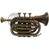 Antico Ottone BB Mini Tromba Tasca Bugle Corno 3 Valvola Bocchino Per Regalo