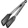 KADAX, pinza da cucina universale in acciaio inox con silicone, pinza da servizio, pinza da cucina, per servire, cuocere, pasta, insalata con manico robusto (grigio scuro)