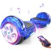 SISIGAD Hoverboard, Electric Scooters with Bluetooth & 6.5 Flash Wheels & LED Headlights Fender Lights, All Terrain for Kids