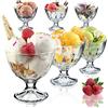 KADAX Coppe da Gelato in Vetro Trasparente, Coppette Riutilizzabili per Gelati di Frutta Fresca, Bicchieri da Dessert con Piedi (Set di 6, 300 ml)