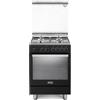 De Longhi Cucina a Gas 4 Fuochi Forno Elettrico Ventilato con Grill Larghezza x Profondità 60x60 cm con Coperchio colore Nero - PEMA 64 LSG