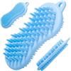 HUKITECH Strofinaccio - Spugna - Spazzola per lavare la testa e il corpo - per massaggi - silicone - numerose setole - ideale per il bagno - qualità premium - Colore: blu