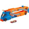 Hot Wheels - Trasportatore con Pista Super Velocità, camion che diventa pista con lanciatore, può contenere fino a 9 auto e si collega ad altri set, giocattolo per bambini, 3+ anni, HYT83