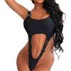 THSCWY Body sexy da donna con taglio alto, modellante, top magro, corsetto, nero, Small
