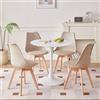 GrandCA HOME Set da Sala da Pranzo con Tavolo da Pranzo e 4 Sedie da Pranzo, Set Tavolo da Pranzo Rotondo 1 MDF Bianco + 4 Sedie da Pranzo Cachi, per Sala Riunioni in Cucina