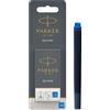 Parker Quink Ricariche per Penne Stilografiche | Cartucce Lunghe | Blu Lavabile | Confezione da 10