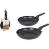 MasterChef Padella in alluminio forgiato - con rivestimento ceramico | antiaderente, durevole, resistente, con spessore di 2,5 mm, adatto per gas, elettrici, vetroceramica e induzione (set 20+24 cm)